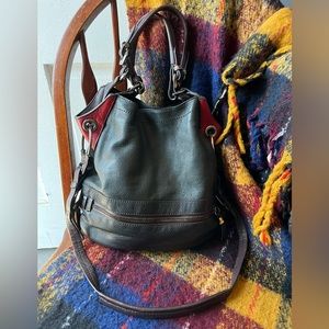 orYANY SYDNEY HUNTER GREEN NAVY RED XLARGE CONVERTIBLE HOBO SHOULDER BAG